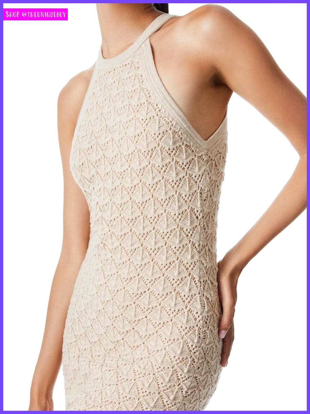 Alice + Olivia Lulu Fitted Wool Blend Halter Knitted Midi Dress - Picture 2 of 16